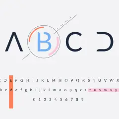 Nowe litery i cyfry w nowoczesnej typografii. Alfabet od A do Z, wielkie i małe litery, oraz cyfry.