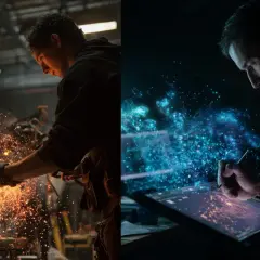 Kowal w ogniu i artysta tworzący cyfrowe efekty wizualne (vfx co to). Dwie strony kreacji.