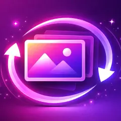Animowane obrazy, jak zrobic gif. Kolorowe zdjęcia w ruchu, otoczone neonowym łukiem i strzałkami, symbolizujące tworzenie animacji.