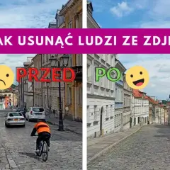 Jak usunąć ludzi ze zdjęcia? Porównanie ulicy z ruchem i pieszymi (PRZED) i pustej ulicy (PO).