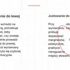 Porównanie wyjustowania tekstu do lewej (czytelne) i do krawędzi (tworzy nierówne odstępy).