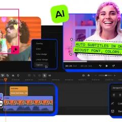 Jak zrobić filmik ze zdjęć? Edytor wideo z funkcjami AI, automatycznymi napisami i opcjami dostosowania tekstu.